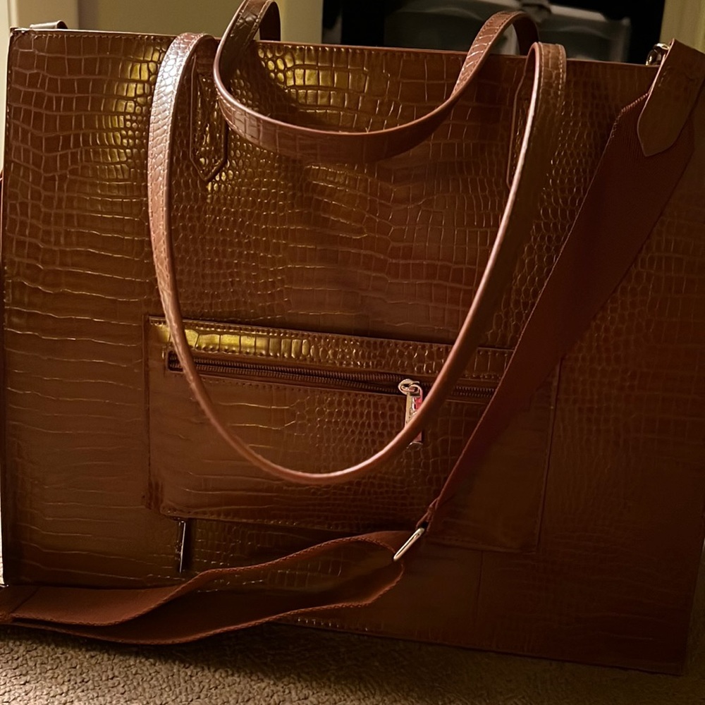 Hardly used Tan Croc work tote